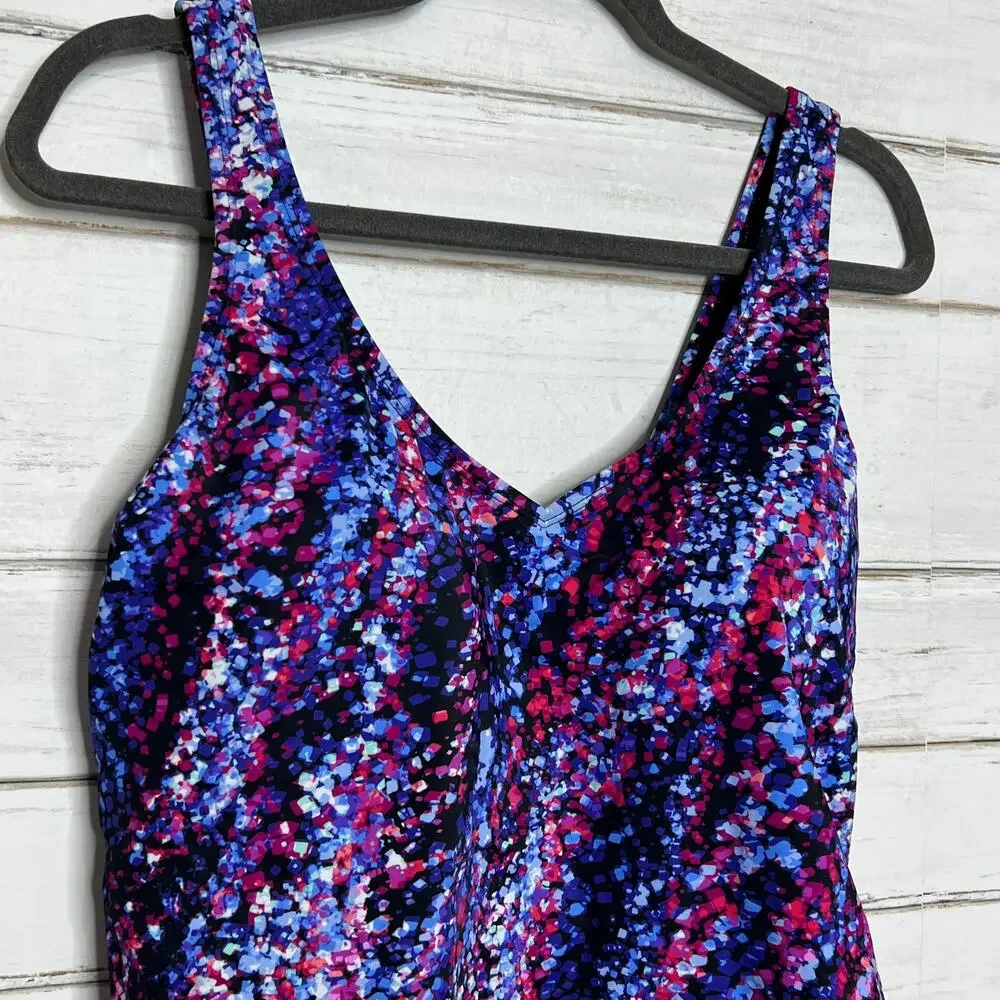 Swimsuits For All One Piece Swimsuit Size 18 Multicolor Abstract Tummy Control